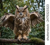 The eagle owl, scientifically known as Bubo bubo, is one of the largest owl species in the world, characterized by its imposing size and distinctive ear tufts resembling "horns." Found across Europe.