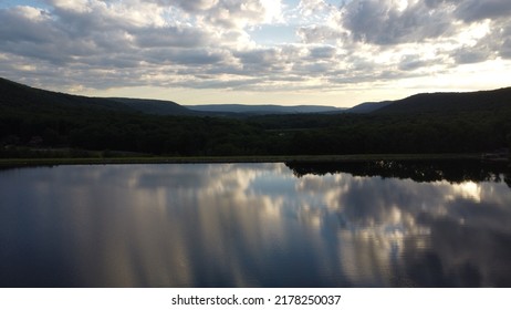 Eagle Rock Lake In The Summer Overlooking Blue Ridge Mountains In Pennsylvania 