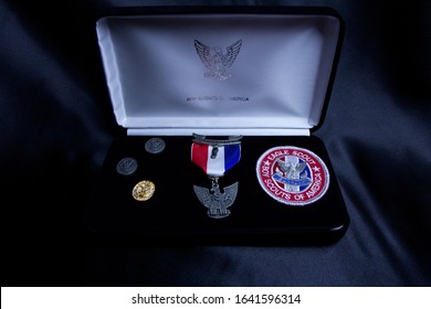 Eagle Scout Award In Case With Badge And Pin