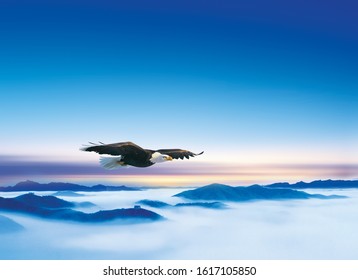 An Eagle Soaring Above The Landscape