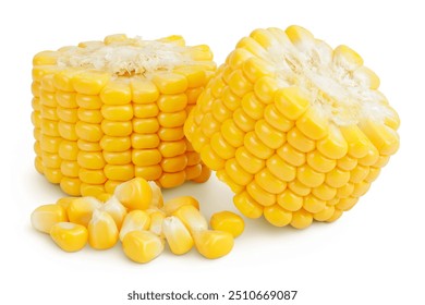 ear of corn isolated on a white background with full depth of field