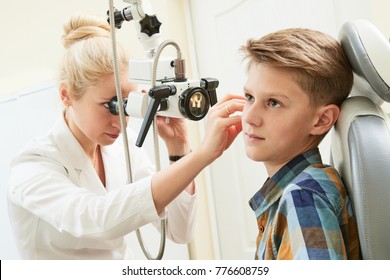 Ear, Nose, Throat Examining. ENT Doctor With A Child Patient And Endoscope