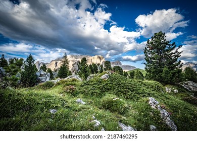 Early evening twilight at Sella Pass in the Dolomites