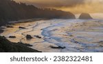 Early foggy morning at the Bay at Ecola State Park near Canon Beach on the Oregon coast