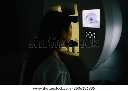 Early glaucoma detection through perimetry testing at an ophthalmology clinic. Perimetry visual field test helps detect early glaucoma by assessing complete eyesight, including peripheral vision