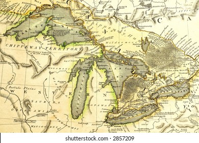 Early map of the Great Lakes.  Printed in Bordeaux, France, 1795.