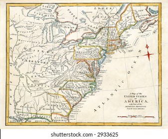 Early map of NE America, printed in England in 1795.