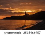 Early morning at Cape Intsy, old Lighthouse, White Sea, Arkhangelsk region, Russia, Far North, summer