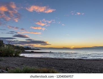 Early Morning Film Crew On The Beach Filming Jetski And Sunrise With Drone