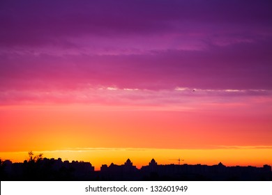 early morning multicolored summer  sunrise in Kiev, Ukraine - Powered by Shutterstock