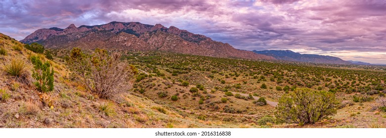 Early Morning Panorama Of Sandia Mountains And Foothills - New Mexico Land Of Enchantment