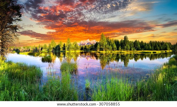 Early Morning Panoramic View Snake River Stock Photo (Edit Now) 307058855