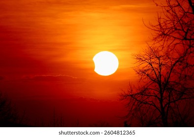 Early morning partial solar eclipse