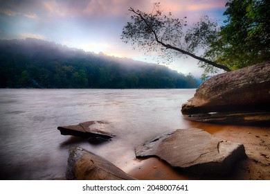 Early Morning Scene On The Chattahoochee River In Atlanta, GA