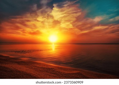 Early morning, sunrise over sea. Twilight time on the beach. Wild nature. - Powered by Shutterstock