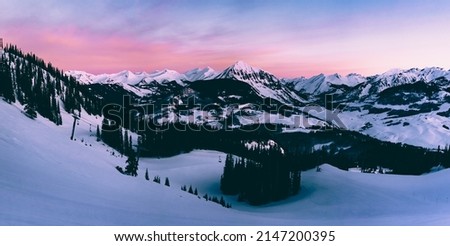 Early morning sunrise taken from Crested Butte in Colorado. This location for sunrise required a 1700 ft climb in the dark, but well worth it for these views! Full Panorama made up of several images. 