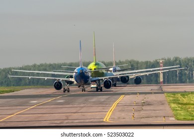 Early morning traffic at Domodedovo international airport