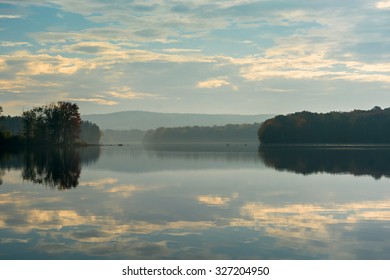 Early Morning View Of The Titicus Reservoir In North Salem New York