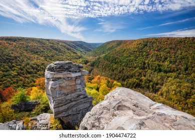 An early October afternoon view at the Lindy Point overlook of Blackwater Falls State Park in West Virginia.