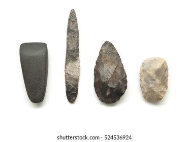 Early Prehistoric Tools For Man, Flint Knifes And Axe