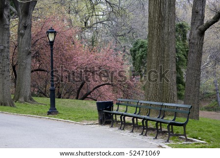 Similar – Image, Stock Photo Bench and garbage can on a green embankment