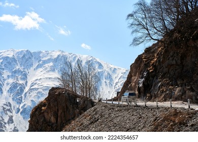 Early spring in the mountains. Travel by car in Georgia. Amazing mountain cliffs landscape. - Shutterstock ID 2224354657