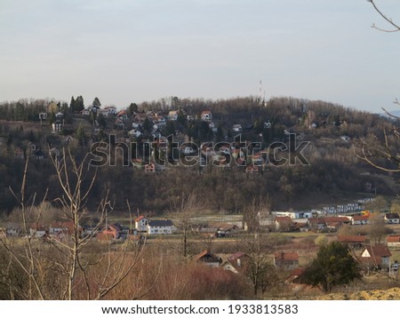 An early spring view of the houses on the hill Kamenjak near town Donja Stubica in Croatia Stock photo © 