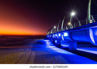 Early summer morning view towards the ocean of the whalebone pier, located in Durban, South Africa.  - Shutterstock ID 2174305229