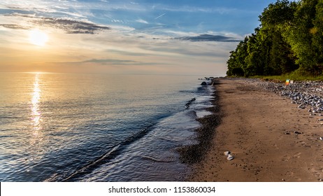 Early Sunset Lake Michigan Beach