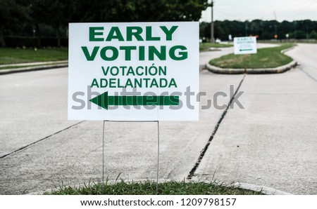 An Early Voting Site Sign - Early Voting for the November 6, 2018 General Election Started in Texas