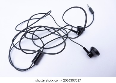 Earphones Messy Wires On White Background Stock Photo 2066307017 ...