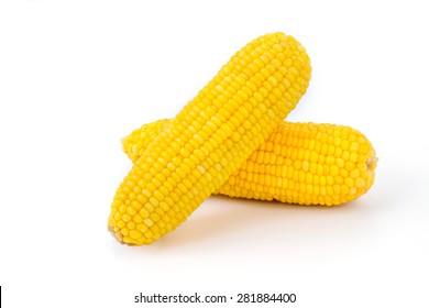 Ears Of Sweet Corn On White Background