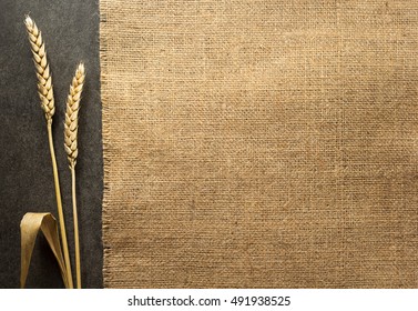 Ears Of Wheat On  Black Background Texture