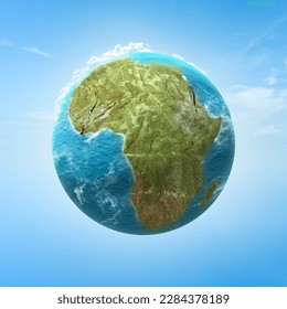 Earth with Africa maps with a sky background. Africa day concept