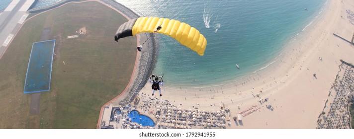 Earth. Beach landing by parachute