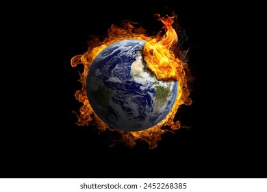 Earth burning in flames concept of global warming and catastrophe. This image elements furnished by NASA. - Powered by Shutterstock