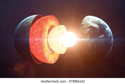 Earth core structure. Elements of this image furnished by NASA - Shutterstock ID 373086142