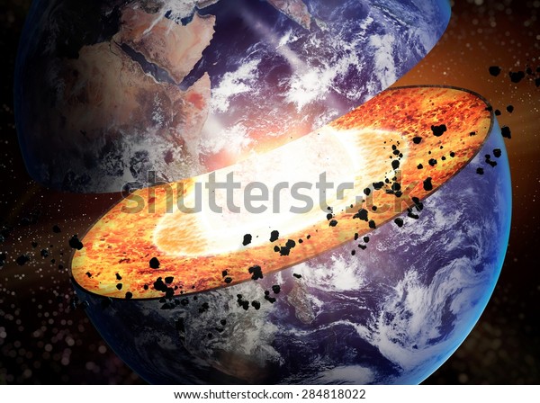 Earth core structure. Elements of this 3d image\
furnished by NASA