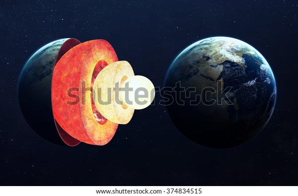 Earth core structure. Elements of this image\
furnished by NASA
