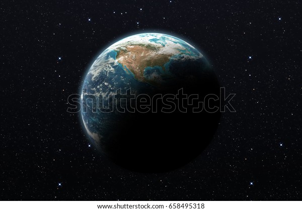 Earth in the dark black space. Elements of this\
image furnished by NASA