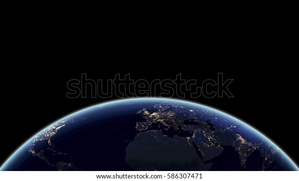 Earth in the deep black space. Place for text and\
infographics. Elements of this image furnished by NASA. Astronomy\
and science concept