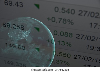 Earth with financial data. Elements of this image are furnished by NASA.