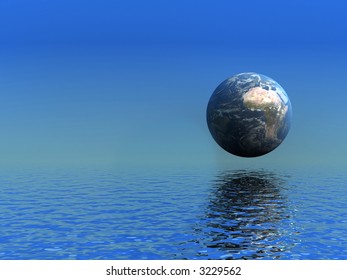 Earth Floating Above Water Stock Photo 3229562 | Shutterstock