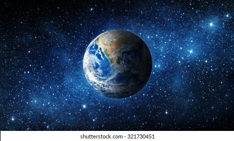 Earth And Galaxy. Elements Of This Image Furnished By NASA.