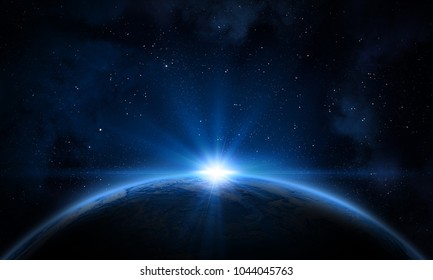 Earth, galaxy, nebula and Sun. Elements of this image furnished by NASA.
