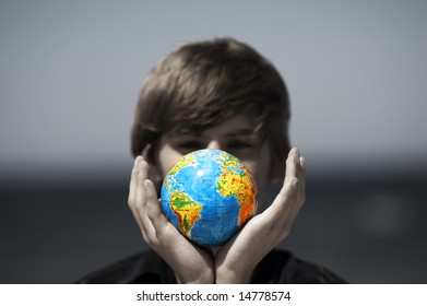 Earth Globe In Hands Protected. Ideal For Earth Protection Concepts, Recycling, World Issues, Enviroment Themes