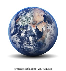 Earth Globe Isolated On White Background. Elements Of This Image Furnished By NASA