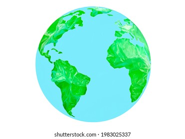Earth globe made of paper and plastic bags. Plastic pollution awareness concept. - Shutterstock ID 1983025337