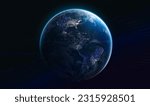 Earth globe on black background. Earth sphere. Earth planet template for banner. Elements of this image furnished by NASA