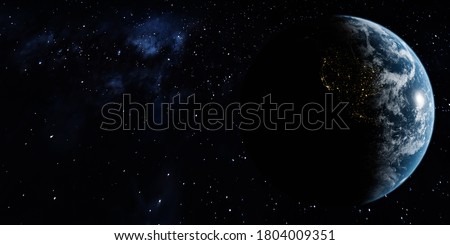 Earth globe on the galaxy background. Elements of this image furnished by NASA. Space art. Astronomy and science concept. Earth Hour and Earth Day event theme